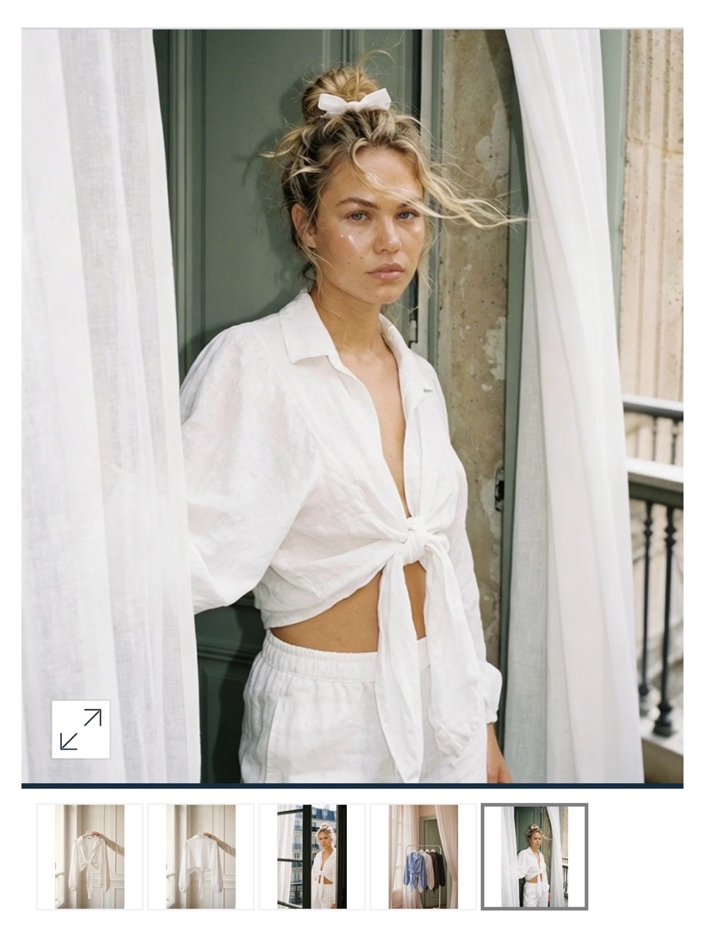 NWT The Cloth HQ 100% linen wrap top